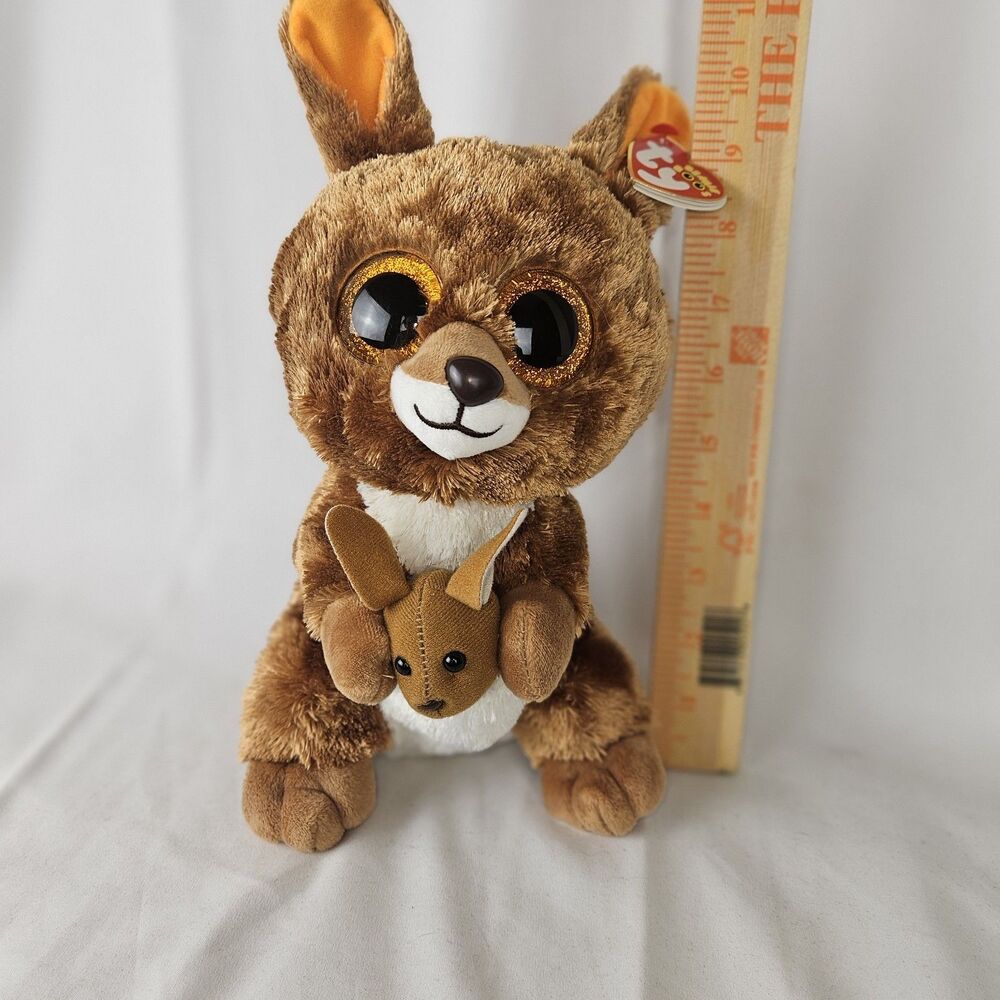 Ty Kangaroo Beanie Baby Kipper Roo Babies Boos Sparkle Eyes Plush 9" Stuff Anima